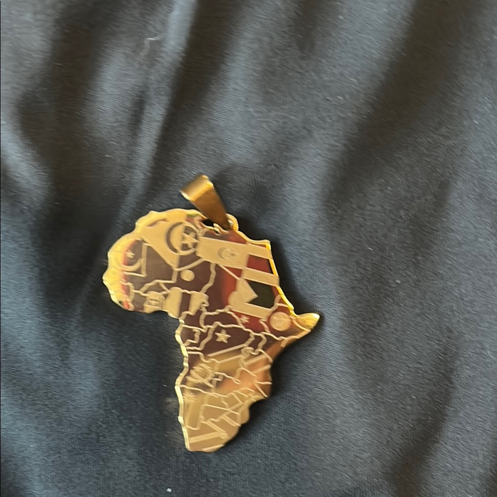 Gold Africa Map Pendant